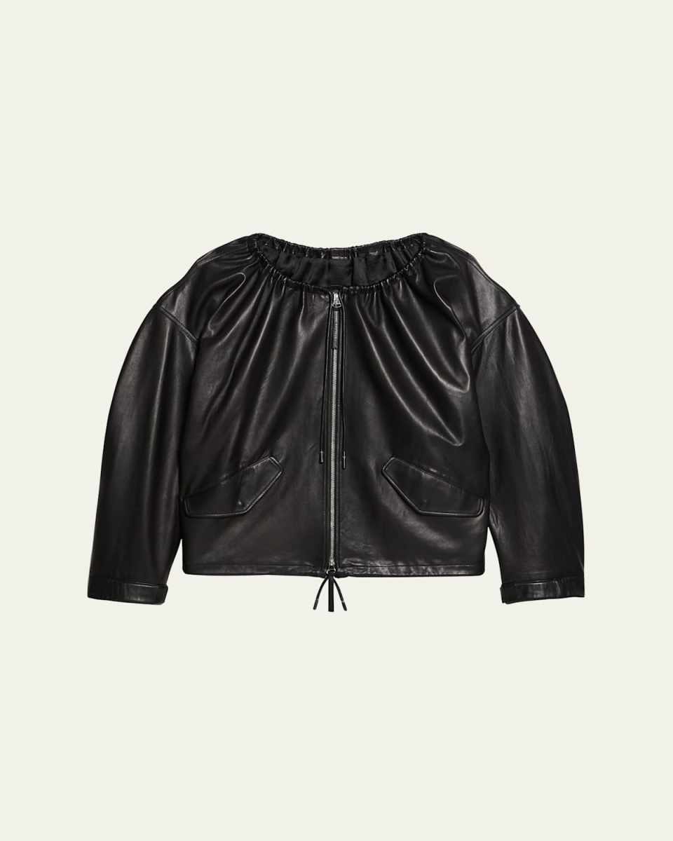 Ruched Leather Jacket